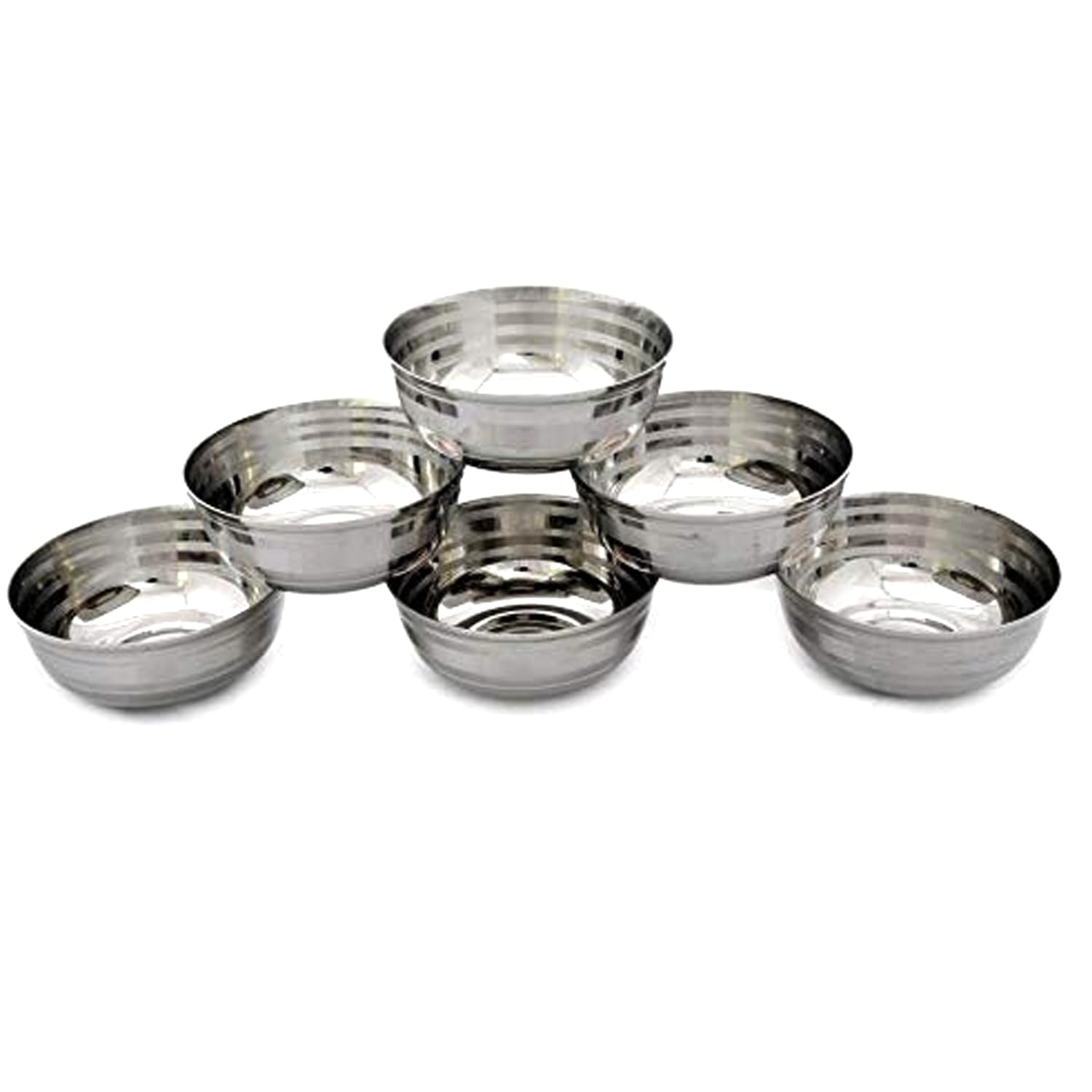Dynore 6 Pcs Stainless Steel Sabji Bowls, 150 Ml
