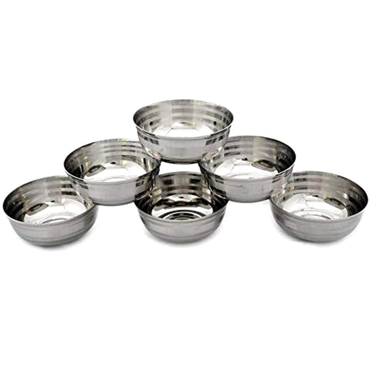 Dynore 6 Pcs Stainless Steel Sabji Bowls, 150 Ml