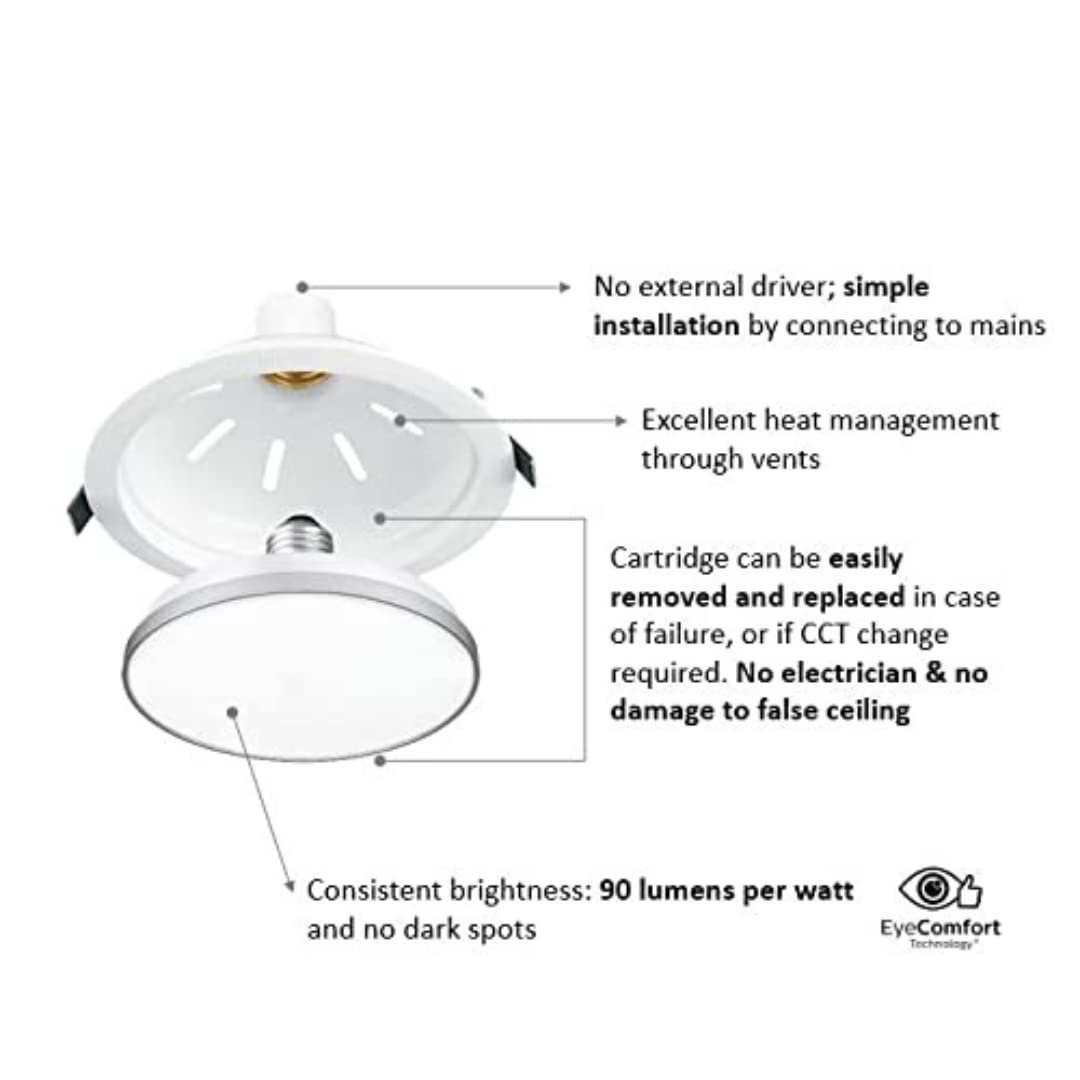 Philips Glass 14W Cool Day White Downlighter with Bulb, Pack of 1, (929001951724)