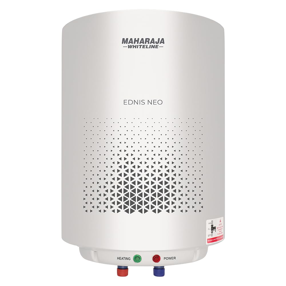 Maharaja Whiteline Energy Efficient Water Heater EDNIS NEO 15L | 4-Star Rated with Polymer-Coated Inner Tank, Smart Inlet Diffuser & Durable Metal Body | Long-Lasting Design with 5-Year Tank Warranty