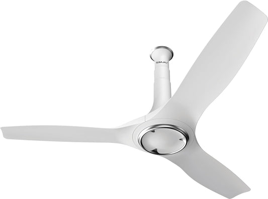 Bajaj Arioso 12DC5R 1200MM Silent Abs BLDC Ceiling Fan For Home | 5 Starrated Energy Efficient | Remote Control | High Air Delivery, Silent Operation | Unique Adjustable Canopy 【White & Chrome】