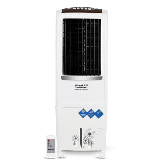 Maharaja Whiteline Blizzard Deco Tower Air Cooler with Remote, 22 litre, White & Grey
