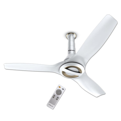 Bajaj Arioso Luxe 1200MM (48") BLDC Ceiling Fans For Home | BEE 5 Stars Rated Energy Efficient | Aerodynamically Designed Blades | Adjustable Canopy | RF Remote | 2-Yr Warranty 【White & Nickel】