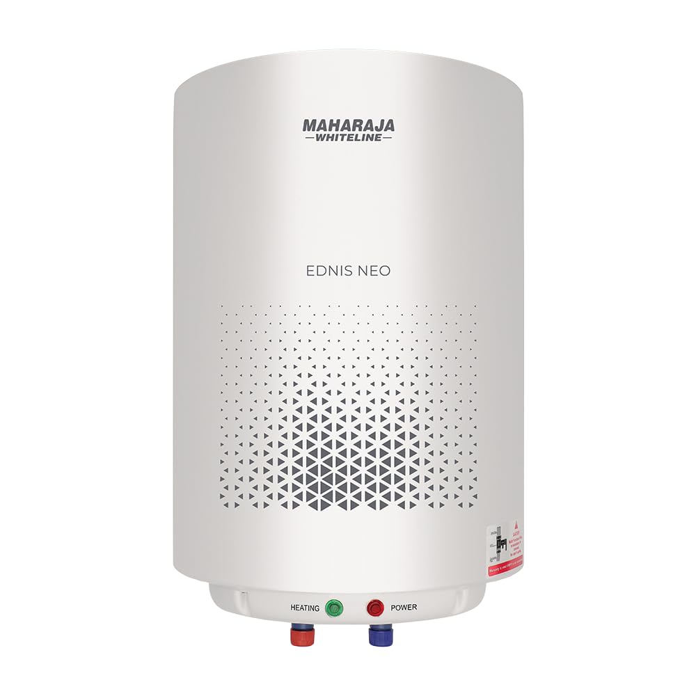 Maharaja Whiteline Warmist Neo Storage Water Heater, 10 Litre, Glasslined Coating, Rust & Shock Proof Abs Body, Blue & White Color, Free Installation, Free Connection Pipes - Warmist Neo/Wh-164