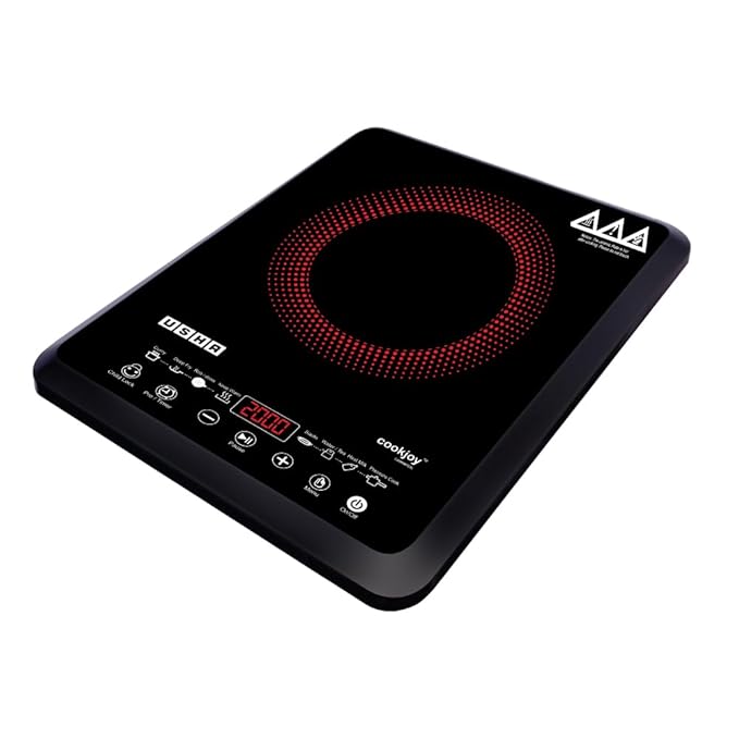 Usha Cookjoy (Cj2000Wtc) 2000 Watt Induction Cooktop with Touch Control (Black), Sealed, 1 Burner