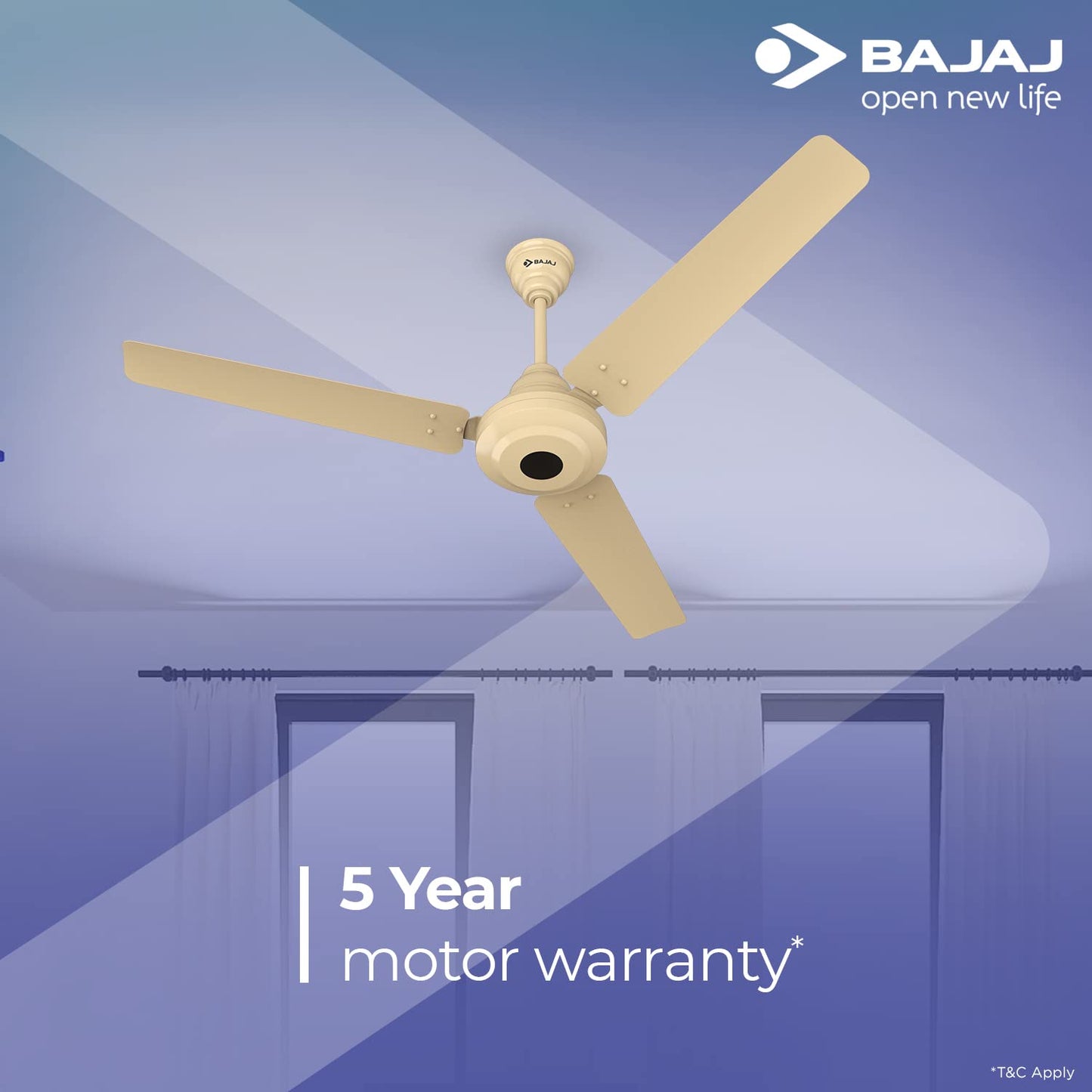 Bajaj Energos 26 1200MM (48 Inch) BLDC Ceiling Fan With Remote | BEE 5 Stars Rated | Energy Efficient Ceiling Fan For Home 【Base Ivory】