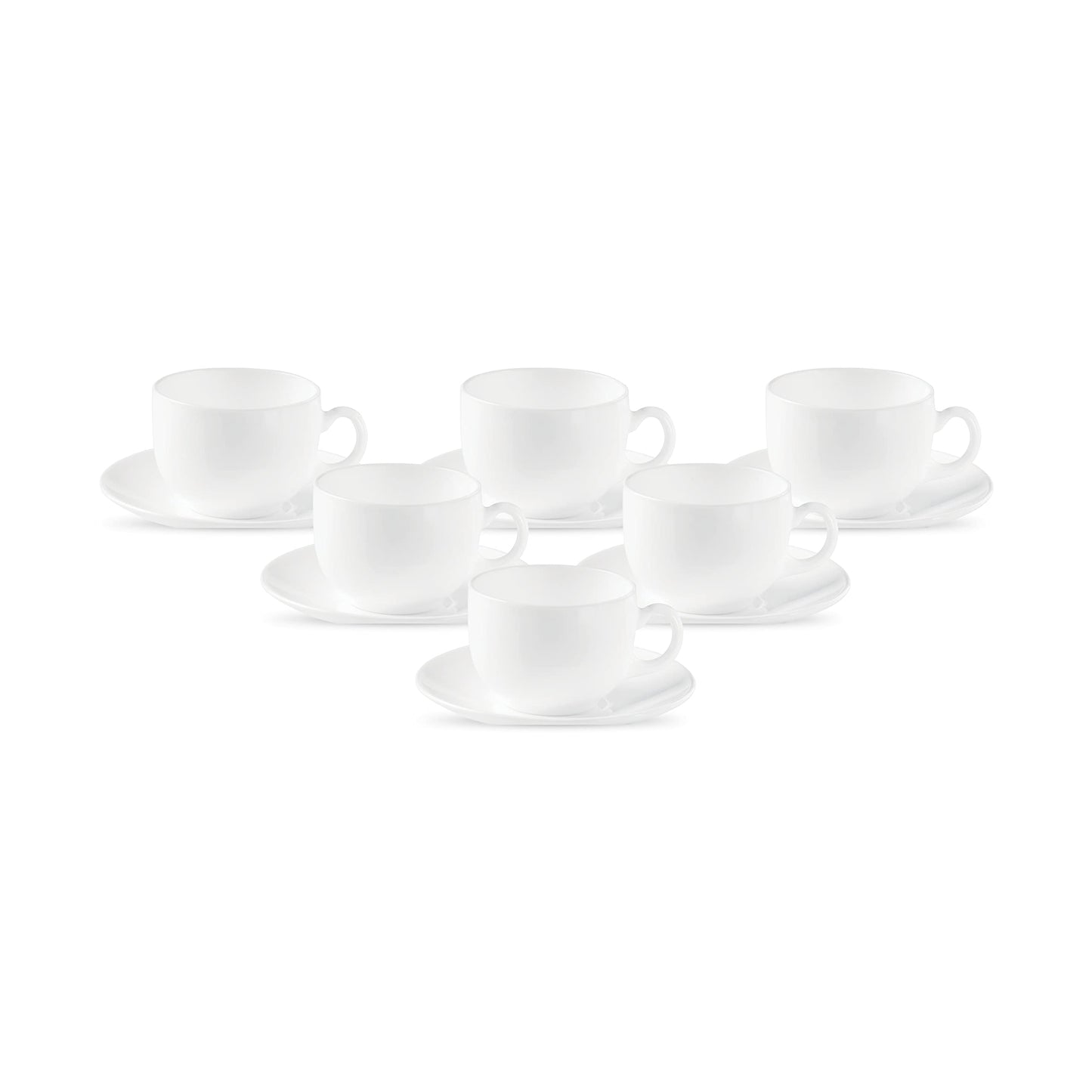 La Opala Diva, Opal Glass Crockery | Cup & Saucer Iris Regular, Set of 12 | Misty Drops, 160 ml | for Tea & Coffee | Microwave Safe | 100% Vegetarian | Extra Strong | Super Light | Super White