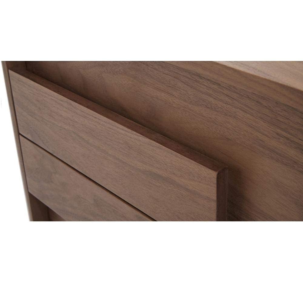 Nightstand End Table Bedside Small Dresser Storage Organizer Unit for Bedroom, Nursery, Wood top, Walnut Brown/