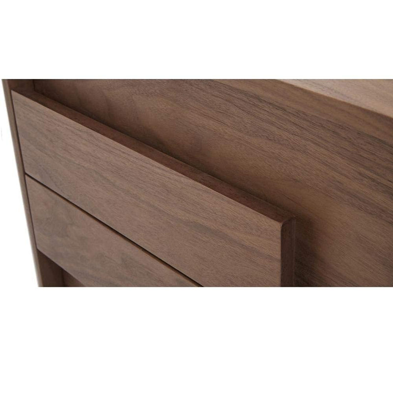 Nightstand End Table Bedside Small Dresser Storage Organizer Unit for Bedroom, Nursery, Wood top, Walnut Brown/