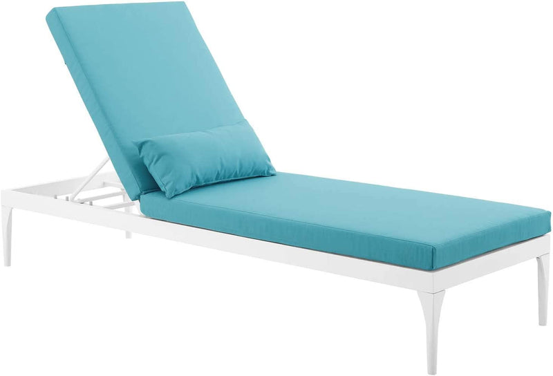Clay Outdoor Swimming Poolside Lounger (White + Sky Blue )