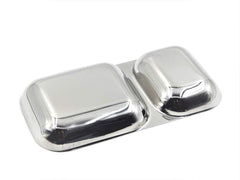 Dynore Stainless Steel 2 in 1 Two Compartment Nasta/Snacks/Plate/Partition Plate- Set of 6