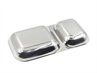 Dynore Stainless Steel 2 in 1 Two Compartment Nasta/Snacks/Plate/Partition Plate- Set of 6