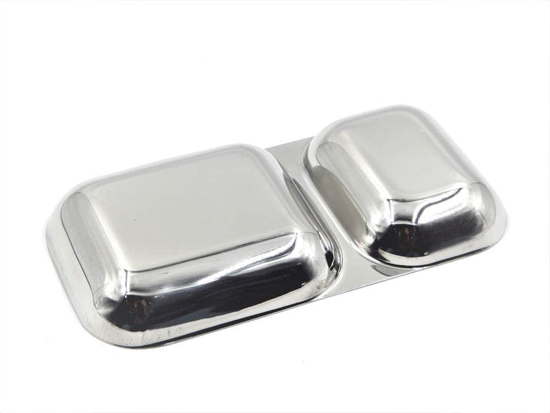 Dynore Stainless Steel 2 in 1 Two Compartment Nasta/Snacks/Plate/Partition Plate- Set of 6