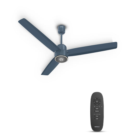 Havells FAB BLDC ULED Ceiling Fan 1200mm, 5 star, LED Speed Indicator, 380 RPM, Up to 65% Savings,Reverse Rotation,4 Speed Modes,Low Wattage 30W,Low Noise,Air Flow:225 CMM, 3 Year Warranty, Denim Blue