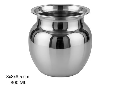Dynore Heavy Stainless Steel Water Storage Lota/Kalash/Chambu/Tumbler for Pooja/Pongal/Sankranti Puja/Wedding/Marriage/Karvachauth, Big Size (Silver) 300 ml
