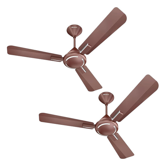 Havells 1200mm Ambrose ES Ceiling Fan | Premium Finish, Deco. Fan, Elegant Looks, High Air Delivery, Energy Saving, 100% Pure Copper Motor | 2 Year Warranty by Brand | (Pack of 2, Nickel Pearl Brown)