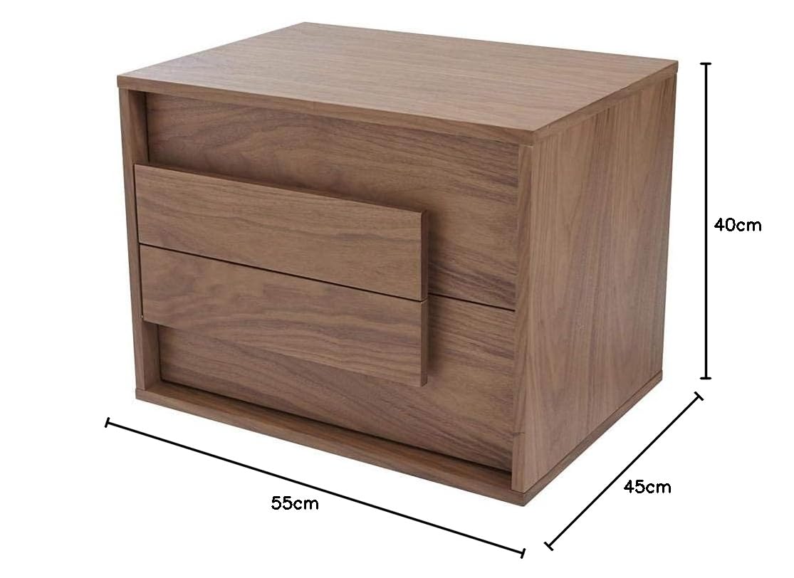 Nightstand End Table Bedside Small Dresser Storage Organizer Unit for Bedroom, Nursery, Wood top, Walnut Brown/