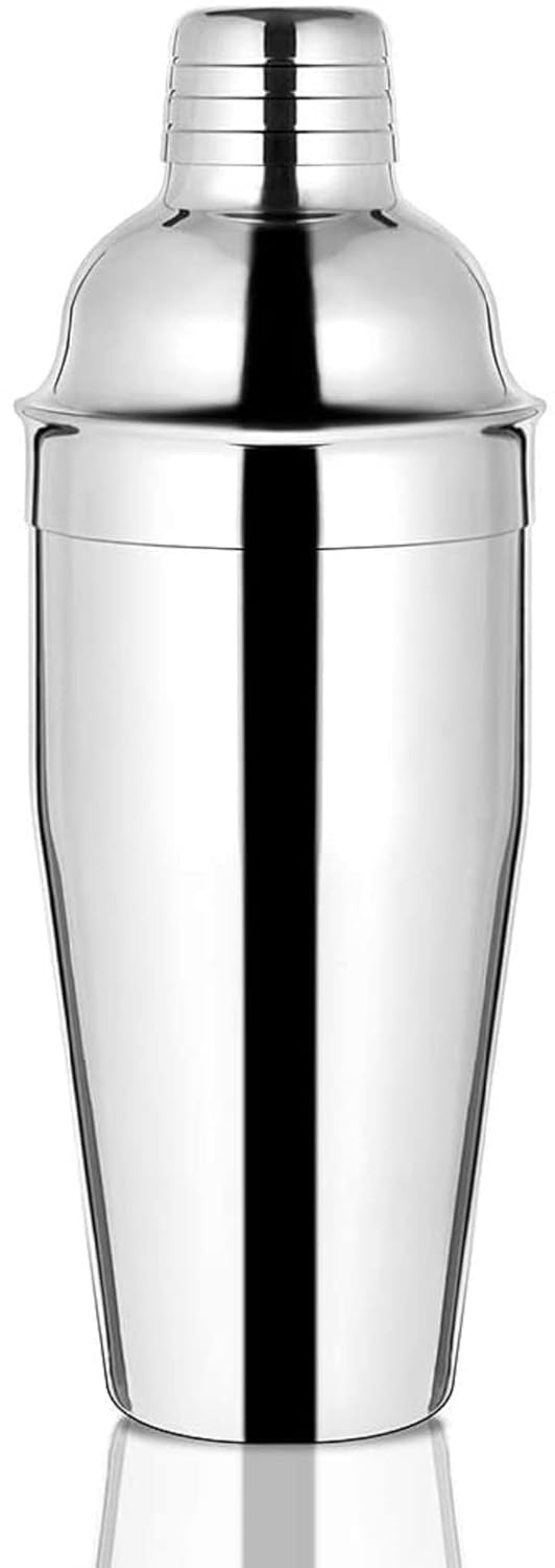 Dynore Stainless Steel 6 Pcs Bartender Martini Kit Bar Set - Teardrop Bar Spoon, Cocktail Shaker 500 ml, Tall peg Measure 30/60 ml, Black PVC Muddler, Ice Tong, Cocktail Strainer- Set of 6