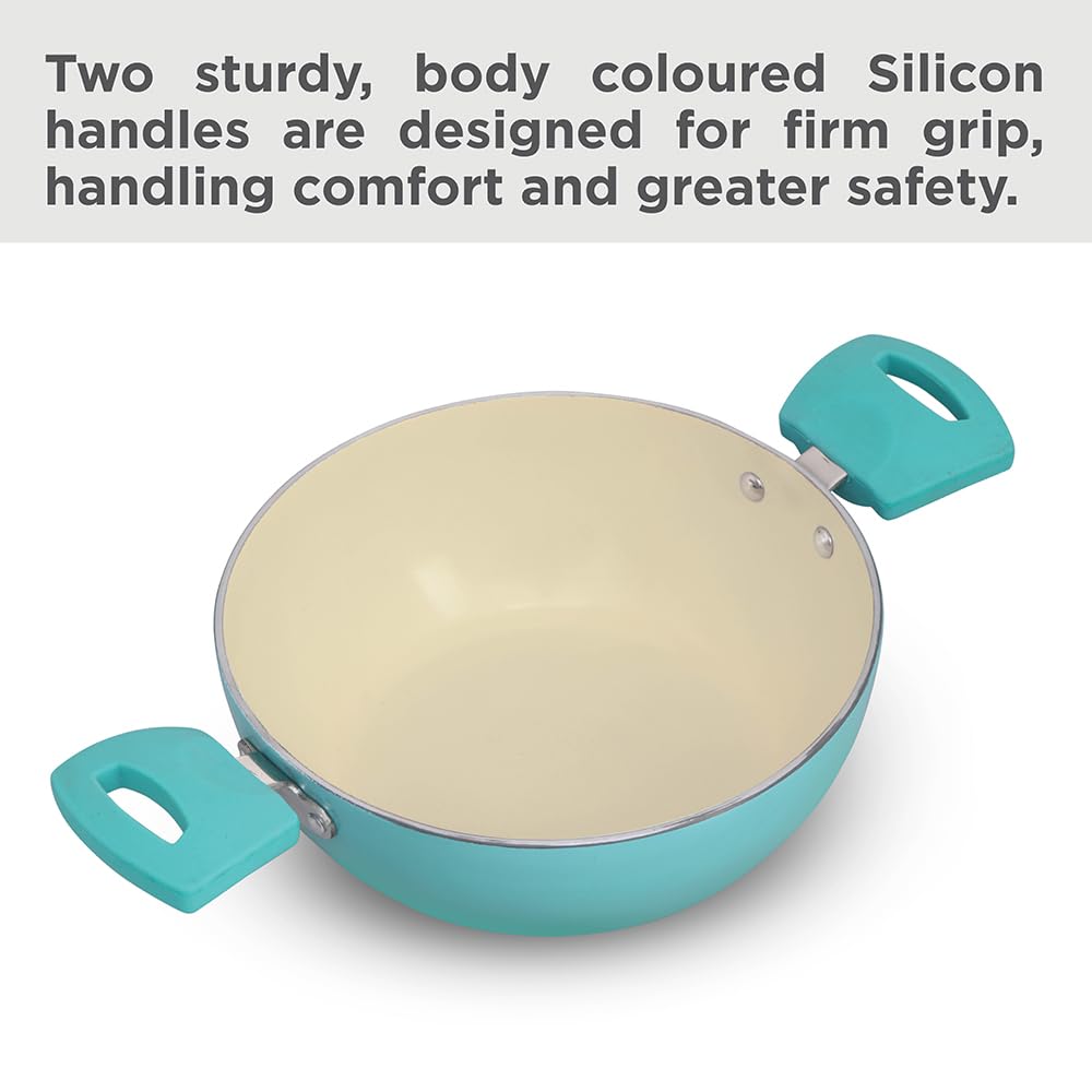 Hawkins 2 Litre Cook n Serve Casserole, Aqua Casserole with Glass Lid, Aqua Blue (IUC20G)