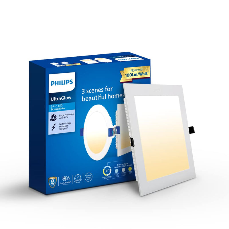 Philips Ultra Glow 15-watt Square LED Downlighter (Pack of 2)
