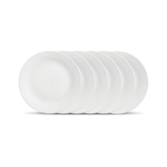 La Opala, Ivory Collection, Opal Glass Full Plate Set 6 pcs, Plainware, White