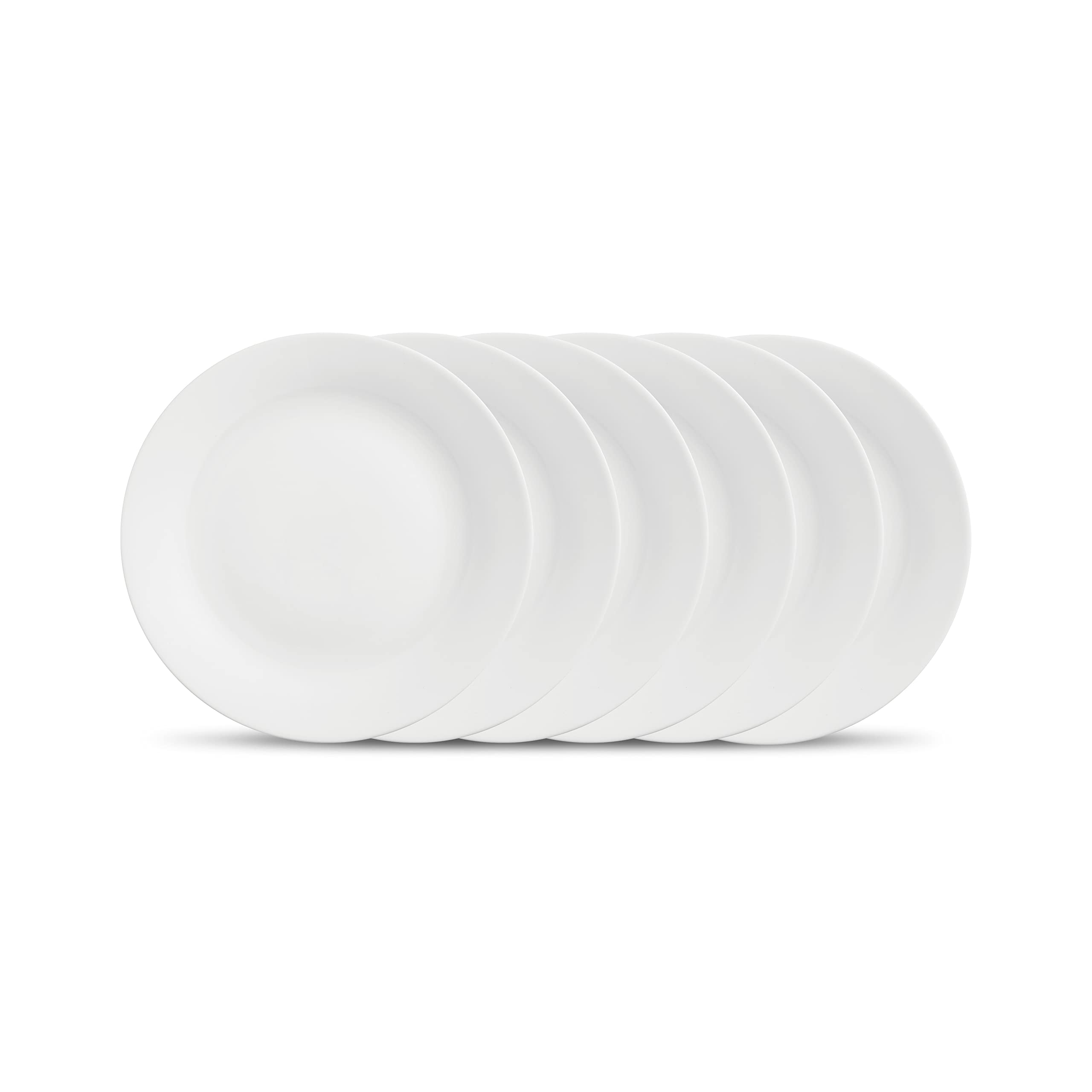 La Opala, Ivory Collection, Opal Glass Full Plate Set 6 pcs, Plainware, White