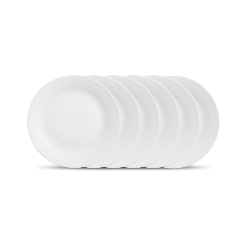La Opala, Ivory Collection, Opal Glass Full Plate Set 6 pcs, Plainware, White