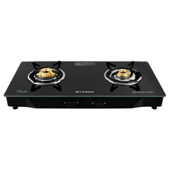 Faber Jumbo 2 Burner Black Cooktop with Glass Top| Brass Burners | Easy to clean | 2 Years comprehensive Warranty | 5 Ye