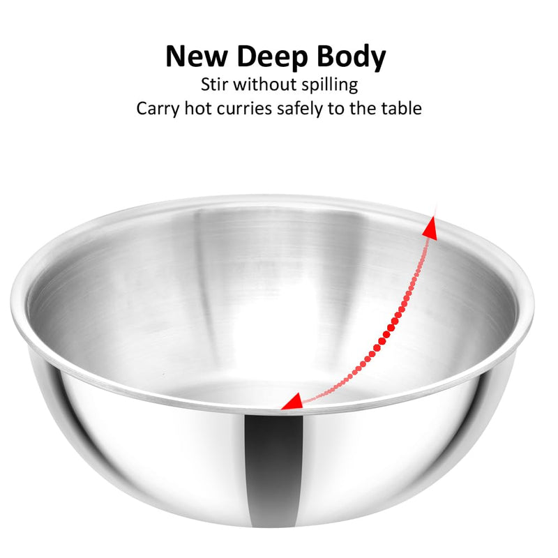 Hawkins 1.5 Litre Metro Kadhai, Triply Stainless Steel Induction Tasla, Silver (SSTA15)