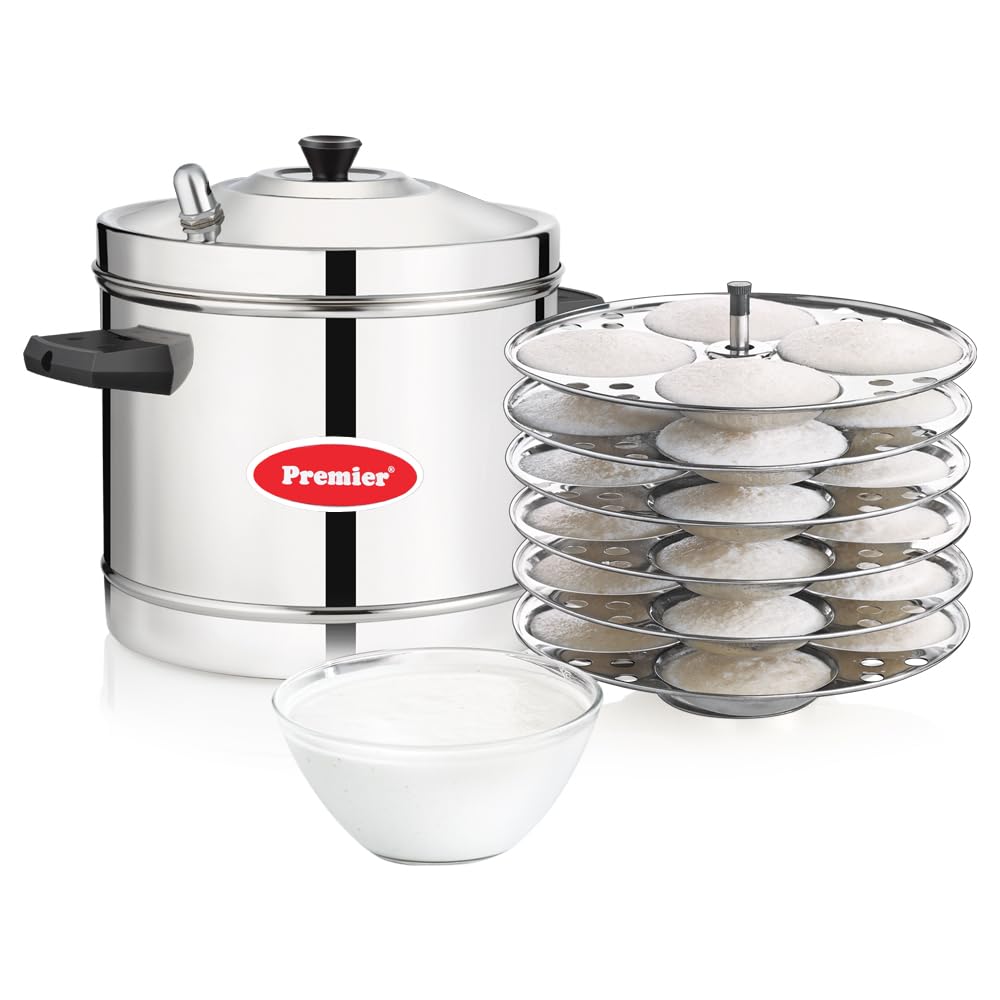Premier Aluminium Idli Maker - Large 6 Plate Capacity For Perfectly Steamed Idlis, Heat-resistant Handles, Durable And Easy To Clean Kitchen Essential