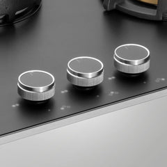 Kaff MSM 783X | Full Brass Burners | Flame Failure Device | Premium Frosted Black Glass With Decorative SS Moulded Strip