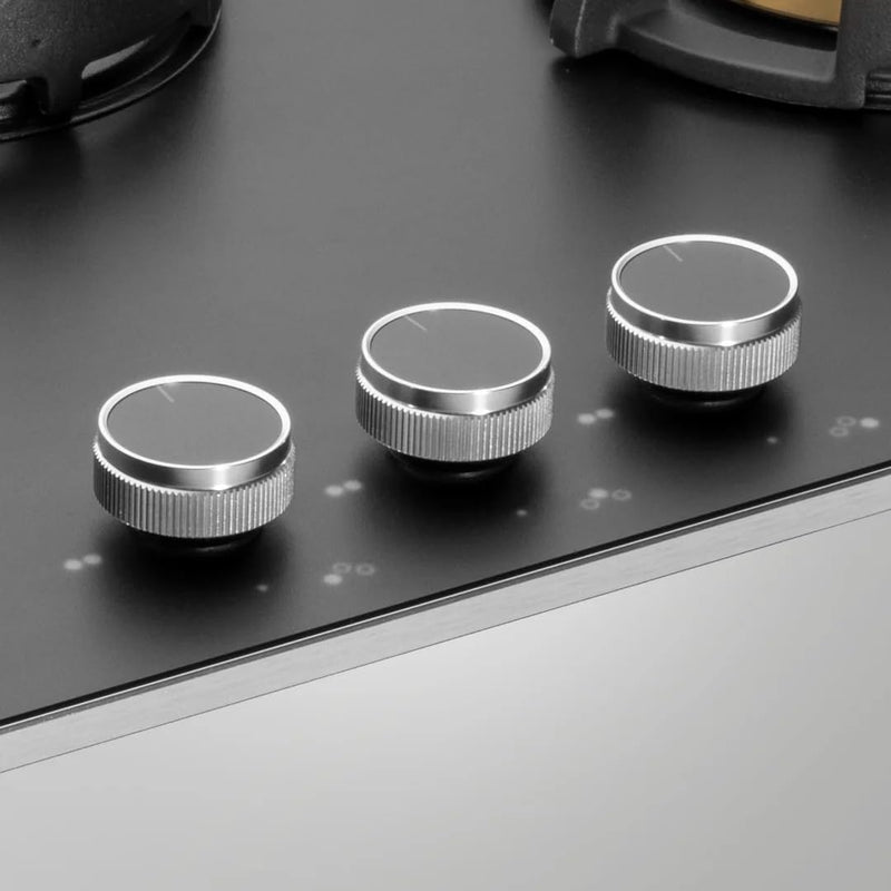 Kaff MSM 783X | Full Brass Burners | Flame Failure Device | Premium Frosted Black Glass With Decorative SS Moulded Strip