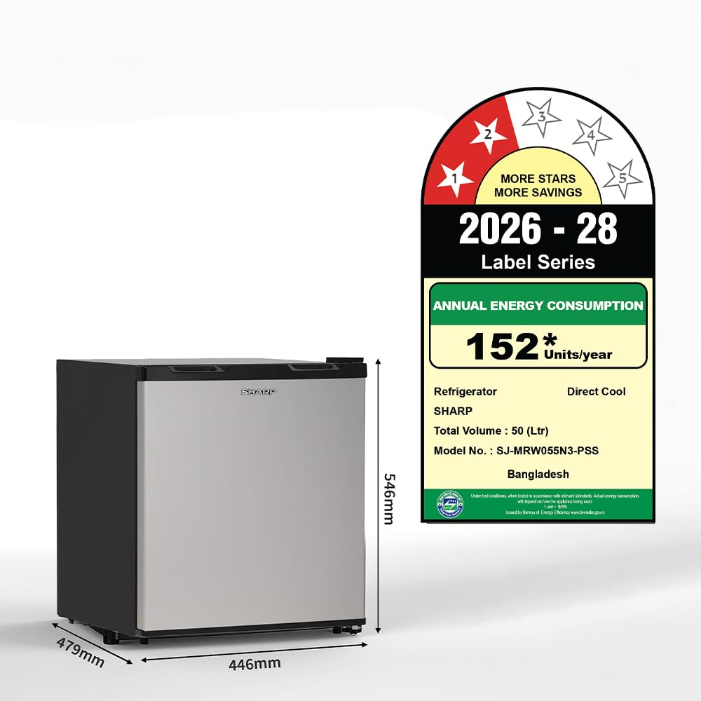 Sharp 50L 2 Star Mini Direct Cool Single Door Refrigerator (SJ-MRW055N3-PSS)-2