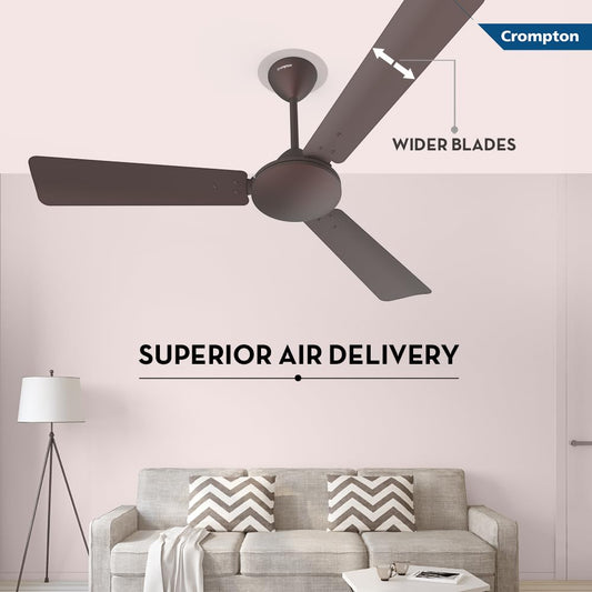 Crompton Jura Prime 1200 mm Decorative Ceiling Fan | BEE Star Rated Energy Efficient | High Speed | Anti-Dust | Active Power Technology | 2 Year Manufacturer Warranty | Irish Coffee