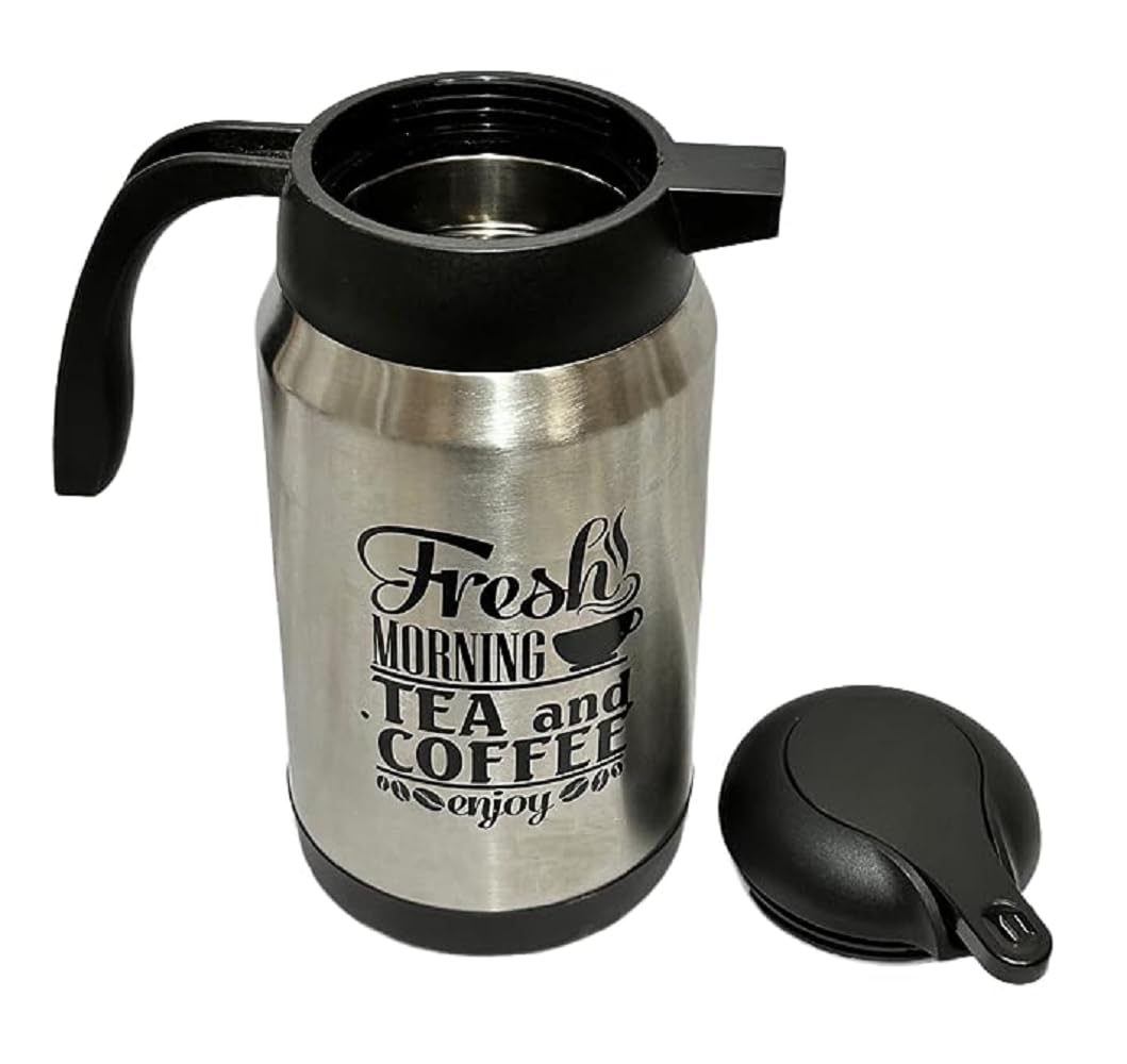 Dynore Stainless Steel Thermosteel Carafe Tea/Coffee Flask with Handle/Tea Kettle/Hot Water Dispenser with Lid, Multipurpose Thermos 1500 ml