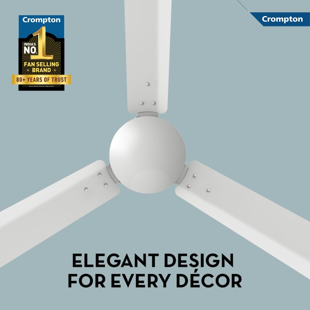 Crompton Jura Prime 1200 mm (48 inch) High Speed Decorative Ceiling Fan with Anti Dust Technology (Conch Cream) Star rated energy efficient fans