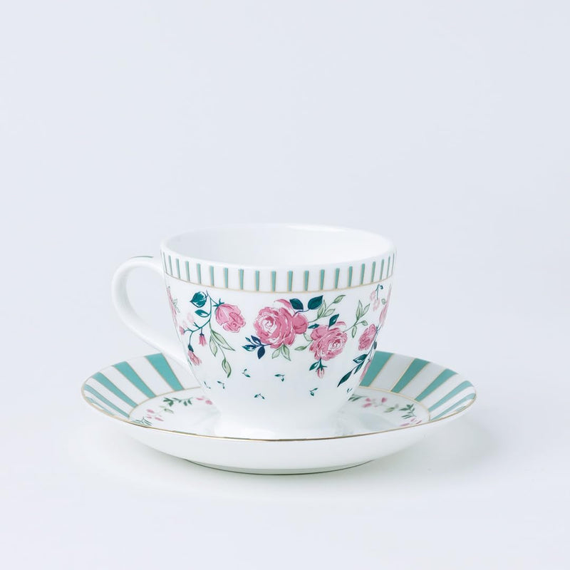 Magique by The Wishing Chair x ClayCraft : Portrait of a Rose Ceramic Teaset 15-Piece | Teapot, Cups & Saucers, Sugar & Milk Pot | Elegant Floral Tea Set for Home High Tea Gifting Weddings Parties