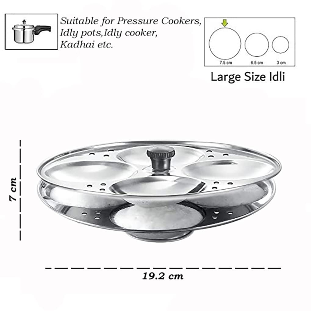 Prithi Home's and Kitchen Stainless Steel Non Stick Idli Plates Idli Maker| Idli Stand with Holes for Pressure Cooker, Idly Pot,Idly cooker,Kadai etc (2 Plates)