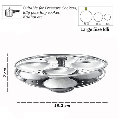 Prithi Home's and Kitchen Stainless Steel Non Stick Idli Plates Idli Maker| Idli Stand with Holes for Pressure Cooker, Idly Pot,Idly cooker,Kadai etc (2 Plates)