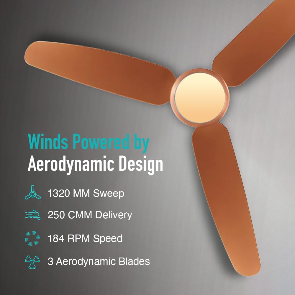 KUHL Luxus C3 1320 mm Stylish 65% Power Saving BLDC Ceiling Fan with Remote | Night & Down Light |29W | BEE 5 Star | Low Noise | IoT Operate via Mobile & Alexa|Reverse Mode |Free Installation |Copper