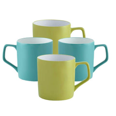Clay Craft Fine Ceramic Solid Teal and Green Coffee Mugs Set of 4 Perfect for Your Modern Kitchen and for Gifting Purpose