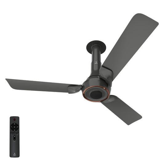 NNEX by BAJAJ Glyde A70 BLDC 1200 MM | BEE 5 Star Rated Premium Ceiling Fan with Remote | 20% Higher Air Thrust* | Airfluence™ Al Blades | 2-Yr Warranty | 5-Yr Motor Warranty 【Granite Grey】