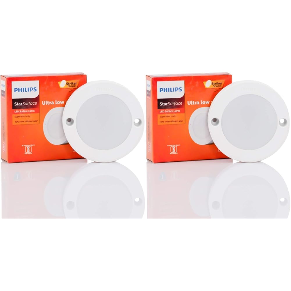 Philips 3W StarSurface Striker Cabinet Natural White Flush Mount Ceiling Lamp (Pack of 2)