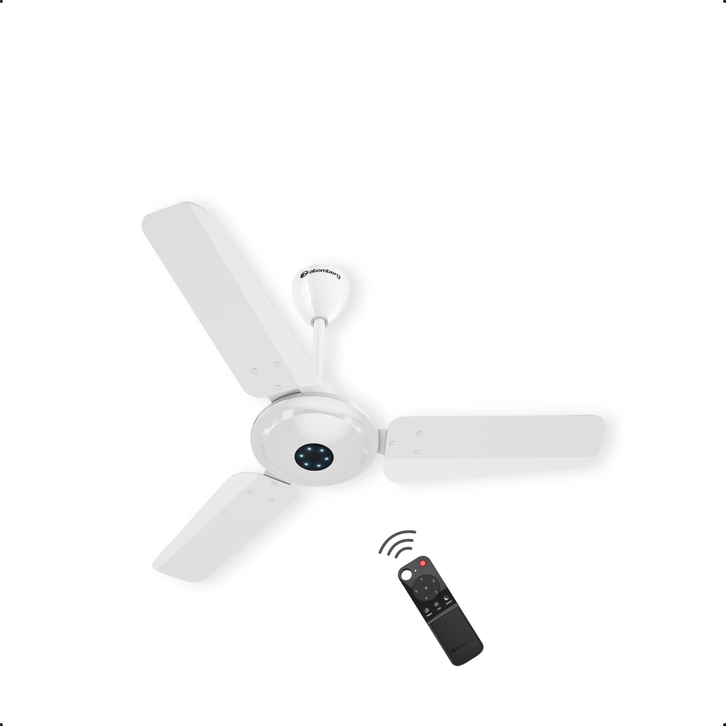 atomberg Ikano 1400mm BLDC Ceiling Fan with Remote | BEE 5 star | High Air Delivery | LED Speed Indicator | Low Noise | Timeless Design with Power Saving | 3 Year Warranty | Gloss Black