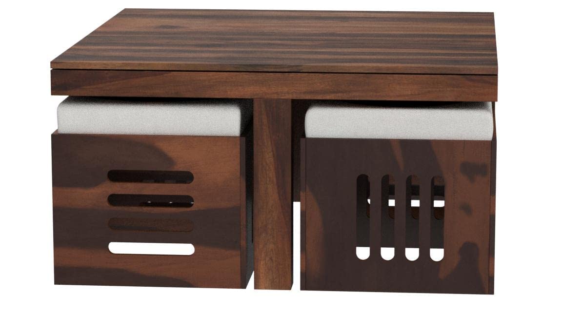 Solid Sheesham Coffee Table 4 Seater with Four Stool for Living Room Center Coffee Table for Bedroom,Cafe, Home