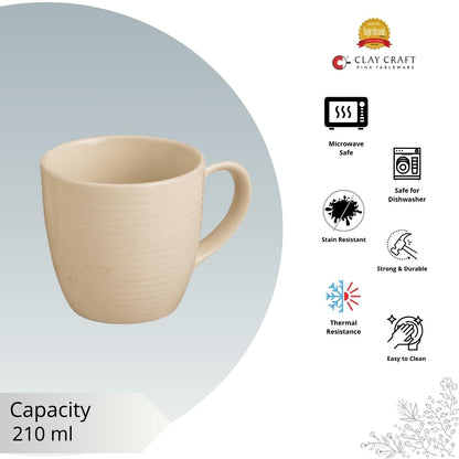 Clay Craft Fine Ceramic Horizon Ivory Cups & Saucer, Set of 12, Cups for Tea & Coffee, Gift Set, Elegant Design for Home and Kitchen and Can Be Gifted to Your Loved Ones On Any Occassions
