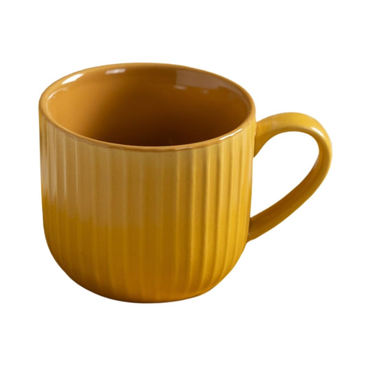 Clay Craft Fine Ceramic Linea Mustard Cups & Saucer, Set of 12, Cups for Tea & Coffee, Gift Set, Elegant Design for Home and Kitchen and Can Be Gifted to Your Loved Ones On Any Occassions
