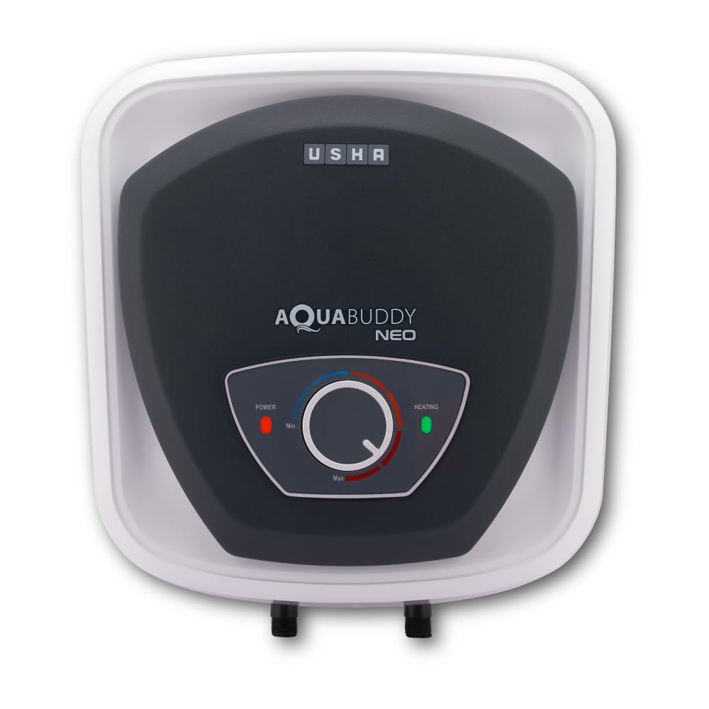USHA AquaBuddy Neo Geyser 10 Litre 5 Star BEE Rating | Copper Heating Element | Storage Water Heater with Anti-Rust Protection | Warranty: 8 Yr Tank, 2 Yr Product