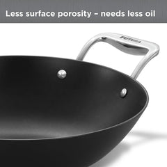 Hawkins Futura Ironman Slim Cast Iron 2.5 Litre Kadhai with Glass Lid | Lightweight, Durable & Even-Heating Deep-Fry Pan | Kadai Ideal for curries, Frying, Gravies, Snacks | Black (IMK25G)