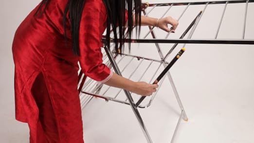 Priya Heavy Duty Rust-Free Stainless Steel Foldable Storage Cloth Drying Stand/Clothes Dryer Stands/Laundry Racks with for Indoor/Outdoor/Balcony (Butterfly Model) (L-72 inch * W-24 inch * H-36 inch)